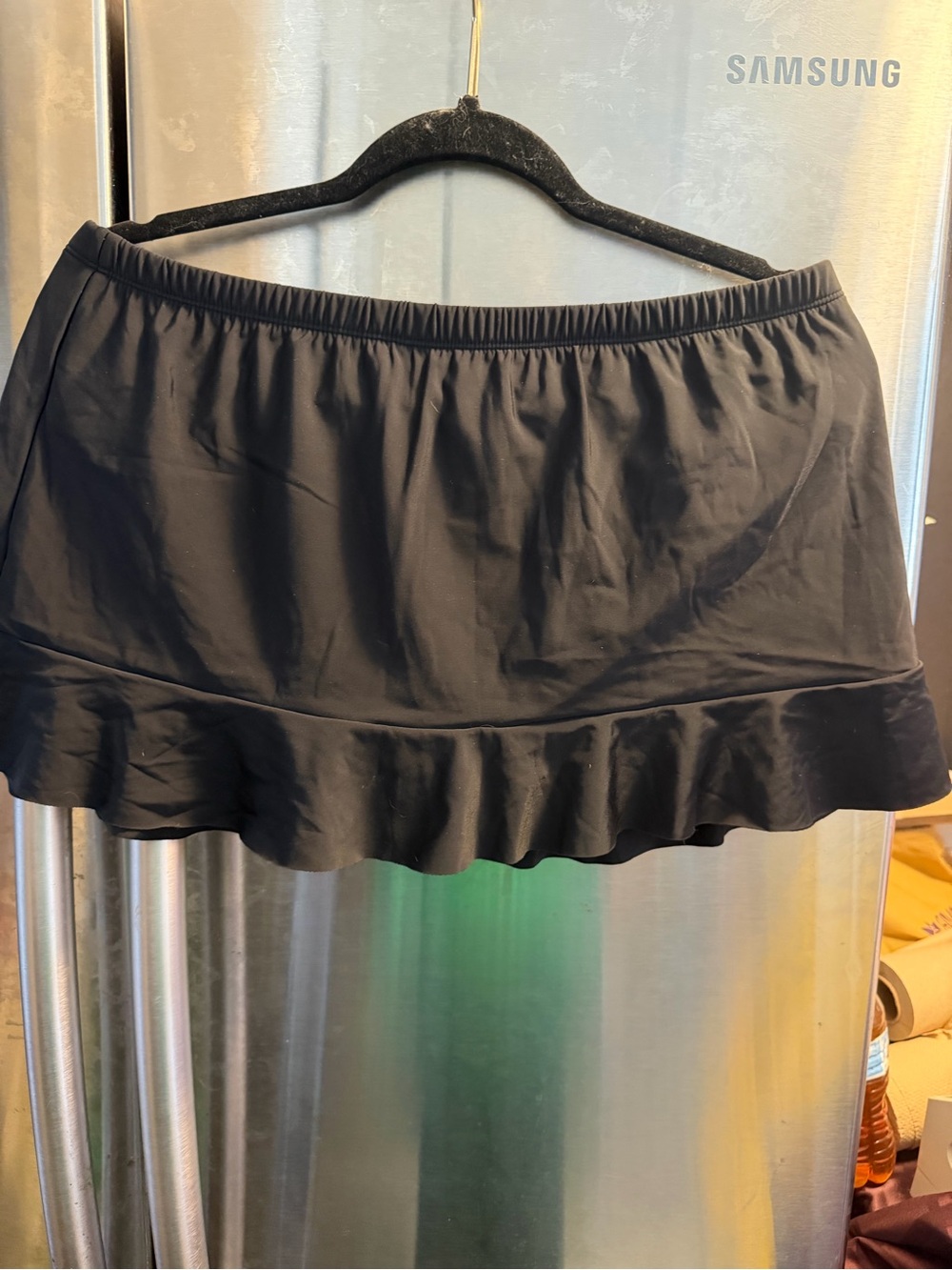 Aqua Green Black Ruffle-Trim Swim Skirt